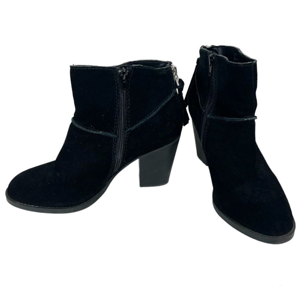 Steve Madden Suede Leather Heeled Ankle Booties Black Boots